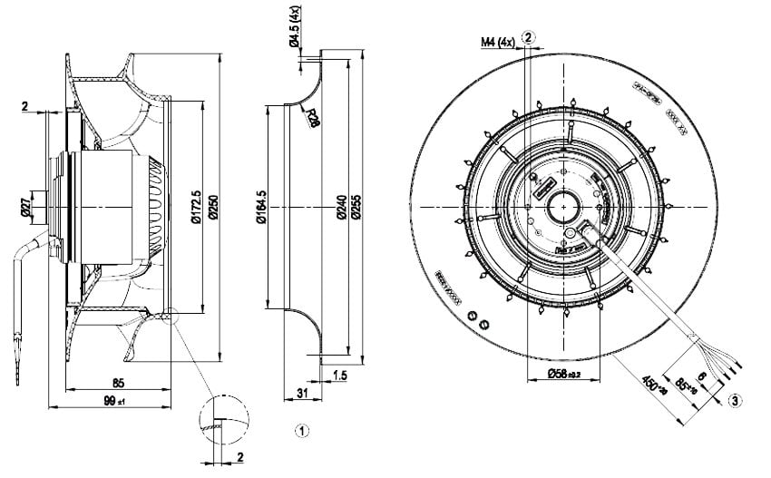 R2E 250 teknik çizim