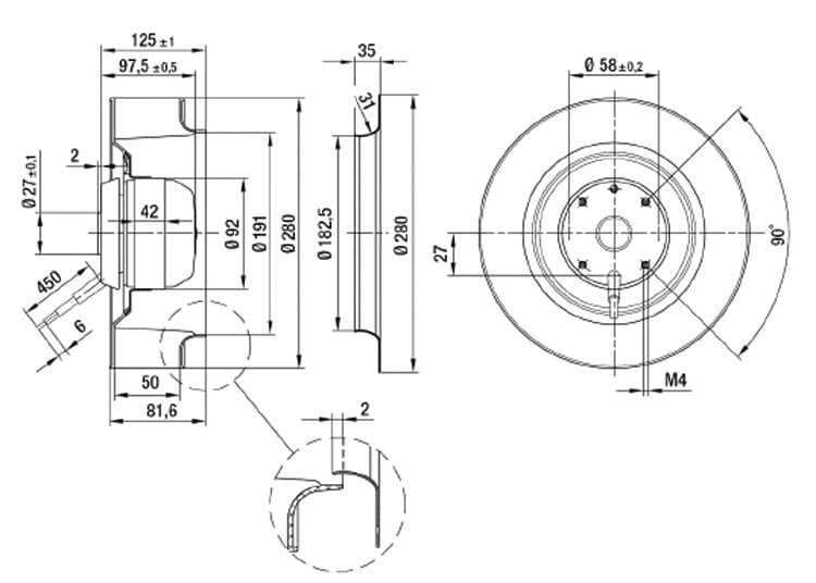 Ebmpapst RE 280 AE 52-05 Santrifüj fan 